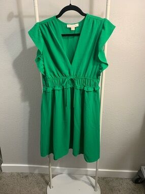 green emerald velvet dress Monteau Women's Flutter Neckline Dress, Size 2X  Vanessa Jane